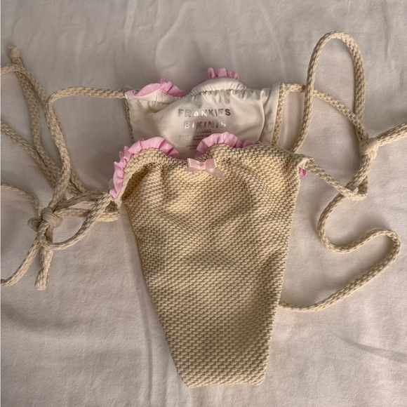 Frankie's Bikinis Other - Frankie's Bikinis Cream and Pink Ruffle Bikini